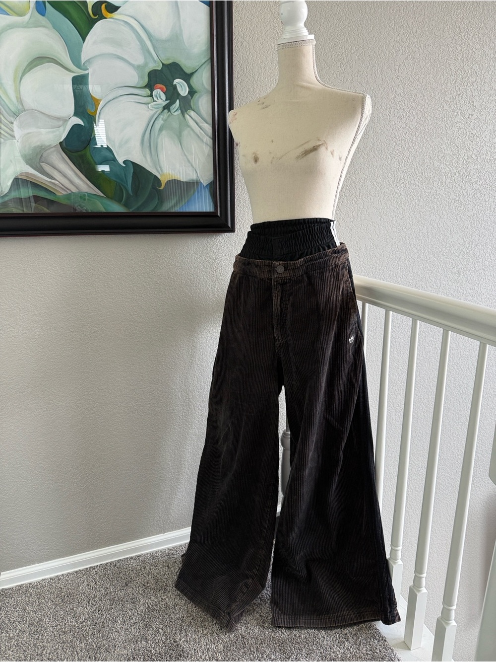 Adidas Corduroy SST Oversized Wide Leg Pants Black Size L